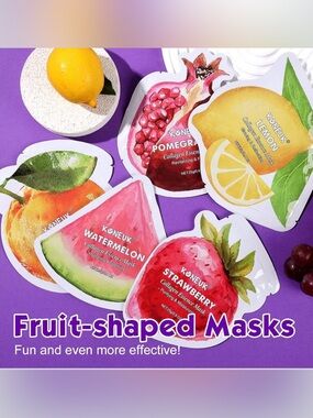 Koneuk Fruit-Shaped Sheet Masks - Watermelon, Strawberry, Lemon, Pomegranate